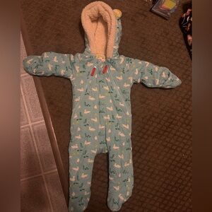Baby Boden Baby All-in-One Pram Suit Light Blue and Ducks, Size 3-6 Mont…